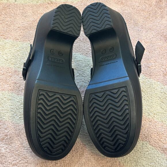 Crocs Sarah Mule Black Heeled Clog Comfort Slip-On Office Career Travel Commute - Picture 7 of 8